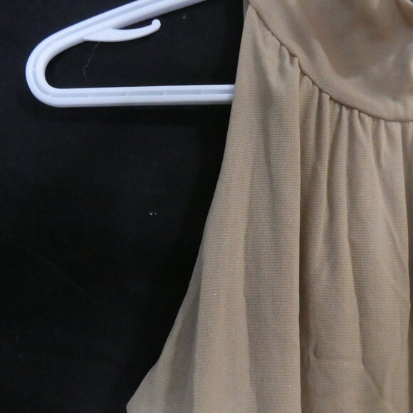 GUESS JEANS | large | Chic High Neck Caramel Sleeveless Top | Tie Up Waist - Picture 4 of 14